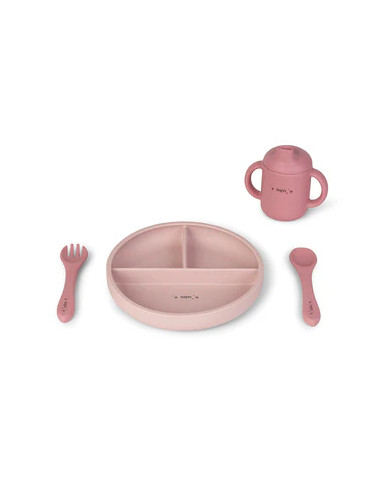 SARO SET ALIMENTACIÓN (TAZA + CUBIERTOS + PLATO) MINT O ROSA