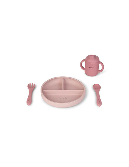 SARO SET ALIMENTACIÓN (TAZA + CUBIERTOS + PLATO) MINT O ROSA