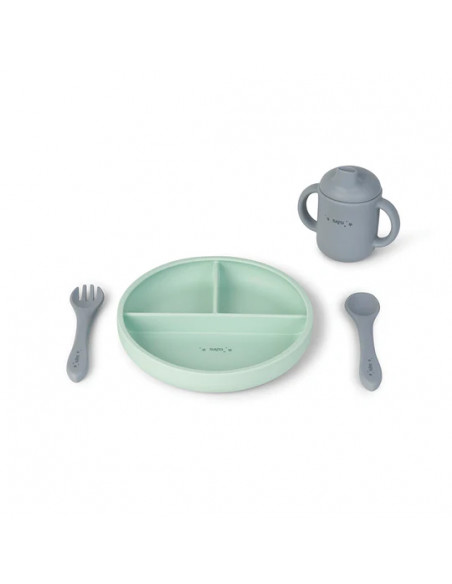 SARO SET ALIMENTACIÓN (TAZA + CUBIERTOS + PLATO) MINT O ROSA