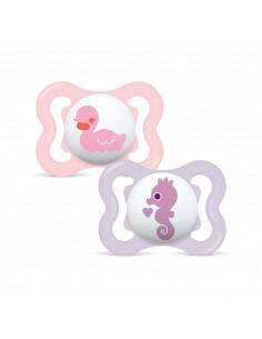 MAM AIR CHUPETE SILICONA + CAJA ESTERILIZADORA 0-6m 2 UNIDADES