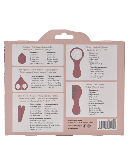 BETER SET MANICURA + CEPILLO Y PEINE PARA BEBÉ 0+M ROSA