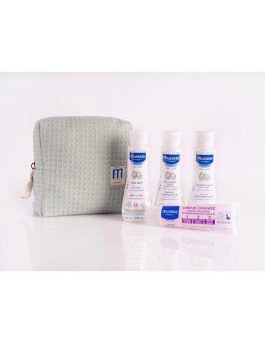 MUSTELA NECESER MENTA CON GEL DUCHA 100ML + CREMA BALSAMO 50ML + LECHE CORPORAL 100ML + AGUA LIMPIADORA 100ML