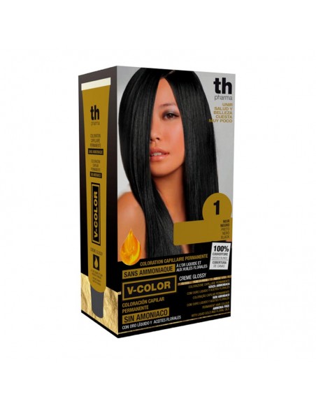 TH PHARMA KIT TINTE Nº 1 SIN AMONIACO CON ORO LÍQUIDO Y ACEITES FLORALES NEGRO.