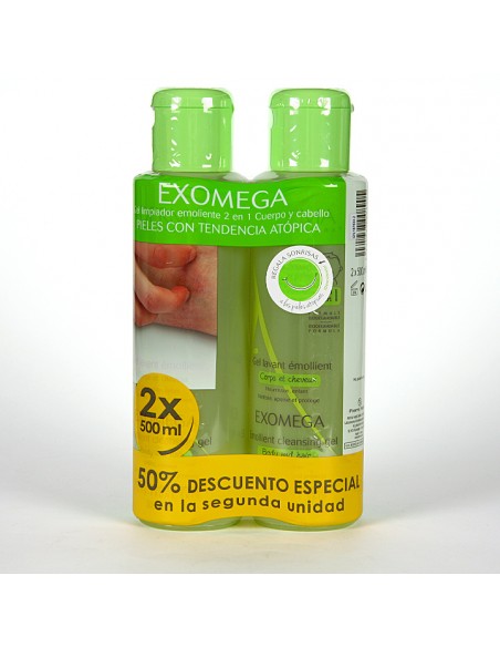 EXOMEGA GEL LIMPIADOR DUPLO 500ML 2ª UNIDAD 50%