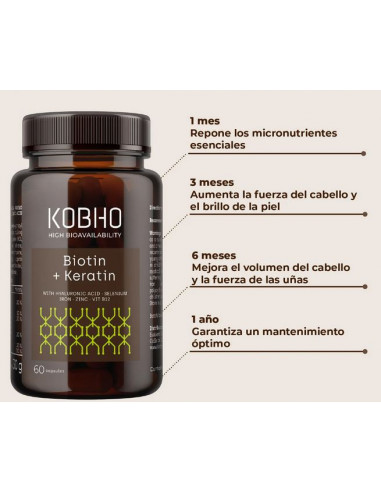 KOBHO BIOTINA + QUERATINA 60 PERLAS