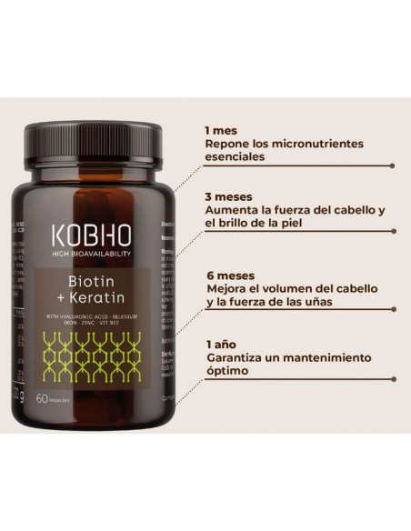 KOBHO BIOTINA + QUERATINA 60 PERLAS