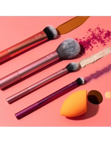 REAL TECHNIQUES KIT COMPLETO BROCHAS + ESPONJA RT400 RT402 RT200 RT300