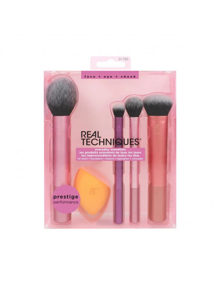 REAL TECHNIQUES KIT COMPLETO BROCHAS + ESPONJA RT400 RT402 RT200 RT300