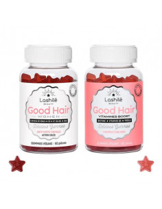 LASHILÉ DUPLO 1BEAUTY GOOD HAIR WOMEN 60 GUMMIES + 1BEAUTY GOOD HAIR 60 GUMMIES + NECESER DE REGALO 2