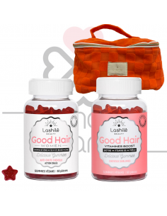 LASHILÉ DUPLO 1BEAUTY GOOD HAIR WOMEN 60 GUMMIES + 1BEAUTY GOOD HAIR 60 GUMMIES + NECESER DE REGALO